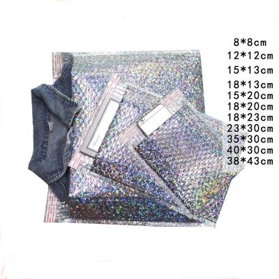 China Low MOQ Eco-Friendly Logo Silver Laser Bubble Express Custom Padded Bag Clothing Envelope Aluminum Foil Film Delivery Messenger Shockproof Bags for sale