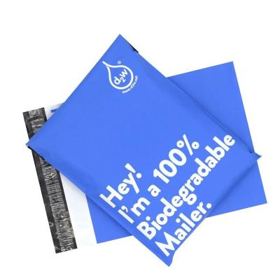 China Eco-Friendly Ready To Ship Blue Degradable ECO Mailing Envelope Bags Express Pouch Logo Courier Shipping Bag Custom Clothing 100% Compostable for sale