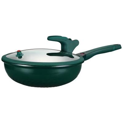 China 3-Piece Set Micro-Pressure Finland Fir Green Classic Nordic Viable Micro-Pressure Wok and Soup Pot Frying Pan Suitable for Families for sale