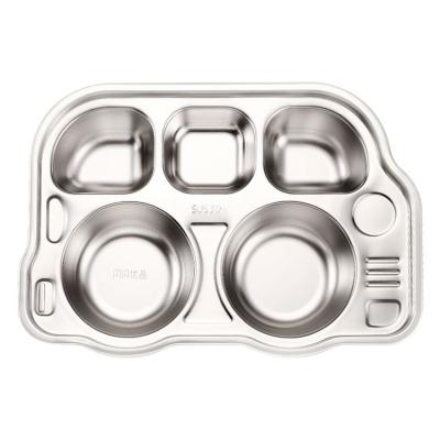 China Durable 304 Stainless Steel Children's Dinner Monkey Dish Deepen Meal Grid Design Grill Does Not Smell Child Tableware Dish for sale