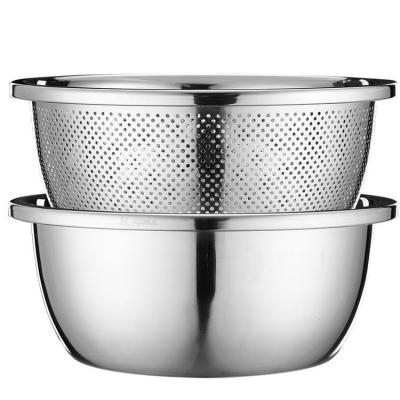 China SSGP 304 Stainless Steel Sustainable Basin Large Double-Layer Vegetable Wash Basin Household Thickened Drain Basket for sale