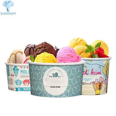 China Two Layers PE Coated Paper Ice Cream Sundae Cups Flexo Printing for sale