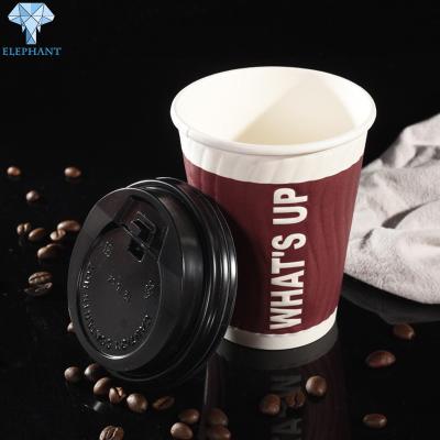 China Matt Lamination ripple coffee cups 8Oz Hot Cups With Lids for sale