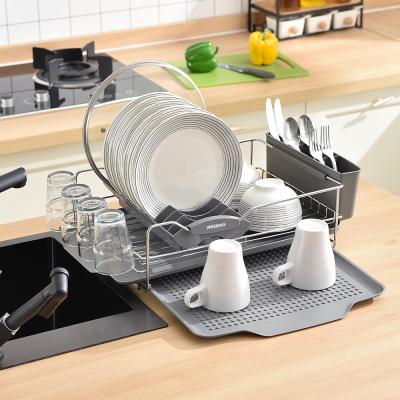 China Viable 304 Stainless Steel Kitchen Utensil Rack Dish Bowl Drainer Drying Rack Stainless Steel Expandable Dish Drainer for sale