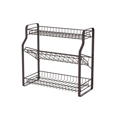 China WIREKING Multifunctional Wholesale Stocked Kitchen Spice Rack Spice Jar Folding Rack With 3 Tiers for sale