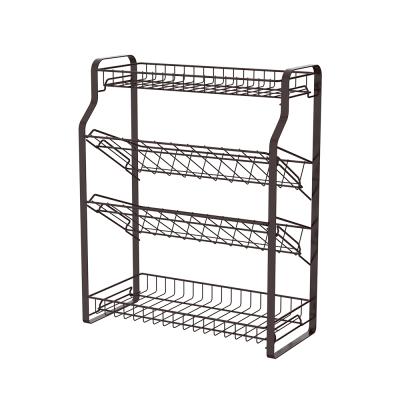 China WIREKING Kitchen Sustainable Wholesale Multifunctional Folding Spice Rack With 4 Tiers for sale