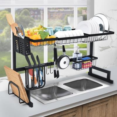 China Sustainably Extendable Drying Rack Adjustable Width Dish Drainer Rack Over The Sink Length Storage Space Sink Drying Rack for sale