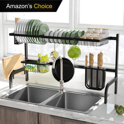 China Adjustable Workable Over Sink Dish Drying Rack Utensils Storage Rack Expandable Dish Drainer Rack For Kitchen for sale