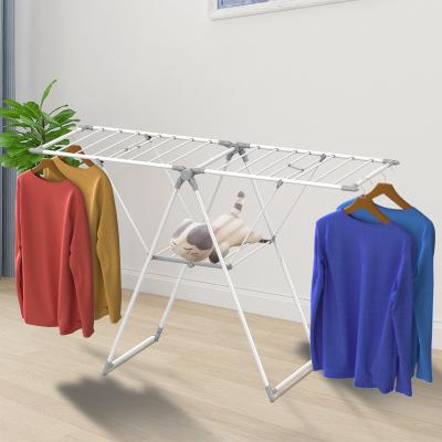 China Hot Selling Eco-friendly Folding 14m Clothes Standing Hanger Gullwing Rack Hanger Drying Rack With Low Price for sale