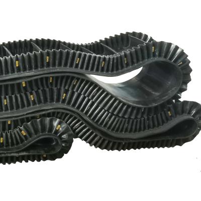 China Conveyor System Sidewall Skirt Clamped Conveyor Belt Ribbed Rubber Rubber Belt For Automatic Bucket Conveyor for sale