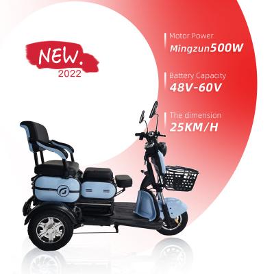 China 2022 New Cargo Cars New Practical Blue Open Three Wheel Electric Tricycle Tuk Tuk High Popularity for sale