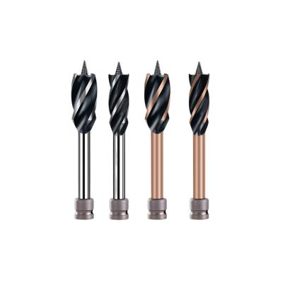 China High Quality Working Wood 4-Flutes Quick Shank Drill Bit Factory Change Hex Cut Drilling Tool Wood Hole Cutter Wood Auger Drill Bit with 4-Slot for Woo for sale