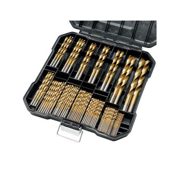 China Metal Drilling 99 Pieces Titanium Straight Drill Bit Twist Set 135 Degree Tilt High Speed ​​Steel With Hard Storage for sale