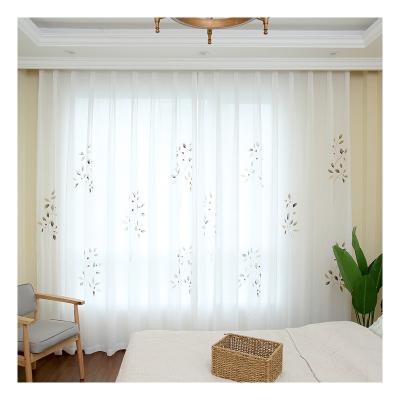 China Hand Painted White Voile Innermor Curtains For Living Room Oil Painting Style French Curtain For Bedroom Elegant White Tulle Customized for sale