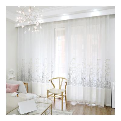 China Luxury White Voile Innermor Pastoral Curtains For Living Room Burnout Kitchen Curtain For Bedroom Window Ready Made Curtain Customized for sale