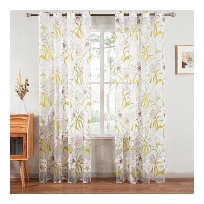 China Floral Sheer Curtains Burnt Innermor Customization 3D Tulle Curtain For Living Room Window for sale