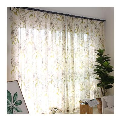 China Floral American White Voile Innermor Curtains For Living Room Sheer Voile Kitchen Burnt Curtain For Bedroom Window Ready Made Curtain for sale