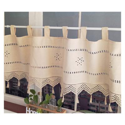 China Innermor White Jacquard Voile American Style Half Door Curtain With Tassel For Window Ready Made for sale