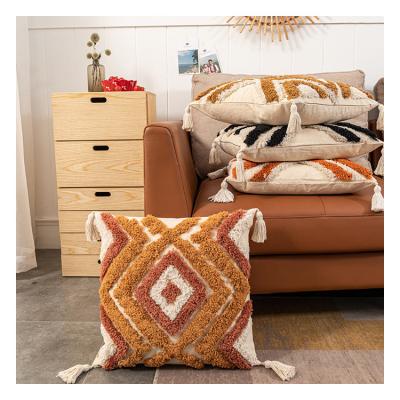 China Innermor PORTABLE Boho Tile Covers 18x18 Tassels, Decorative Pillow Covers Woven Tufted Bohemian Pillow Covers For Sofa for sale