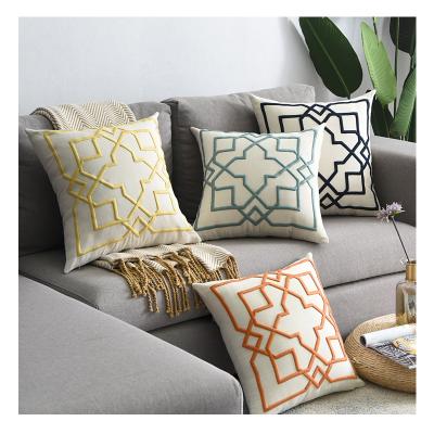 China New Fashion PORTABLE Plaid Geometric Home Sofa Throw Pillow Decorative Embroidery Innermor Cushion Cover Pillow Cover Pillowcase for sale