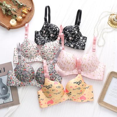 China QUICK DRY Fast Delivery Letter Printed Sexy Purple Nylon/Cotton Strap Women's Push Up Breathable Ladies Bra for sale