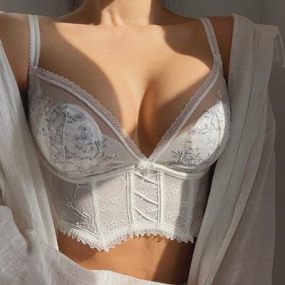 China 2022 New Women's Antibacterial Transparent French Women's Underwear Luxury Bone Corset Sexy Lace Body Shaping Bra for sale