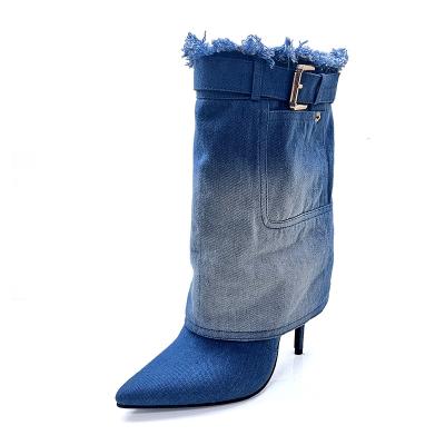 China Beauty Ankle Boots Women Round Jeans Distressed Shoes Lady Soft Wrinkle Footwear for sale