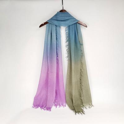 China Unique Patch Design Women's Oversized Shawl 3 Color Dip Dyed Spray Printed Cashmere Scarf for sale