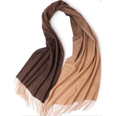 China Latest Classic Cashmere Muffler Gradient Color Shawl 100% Cashmere Oversized Shawl for sale