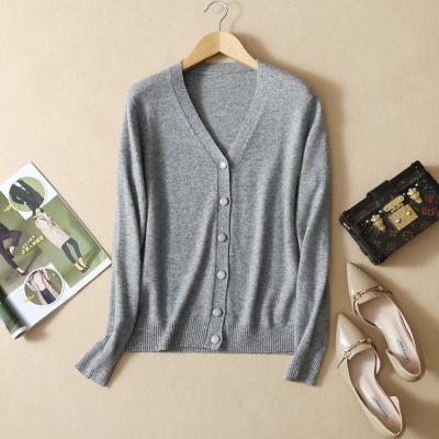 China Breathable Women Plain Knitted Gray Cashmere Sweater for sale