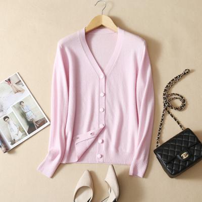 China Girls Pink Breathable Cashmere V-Neck Cardigan for sale