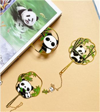 China Art Popular Design Magnetic Metal folk Panda Bookmark made to order for sale