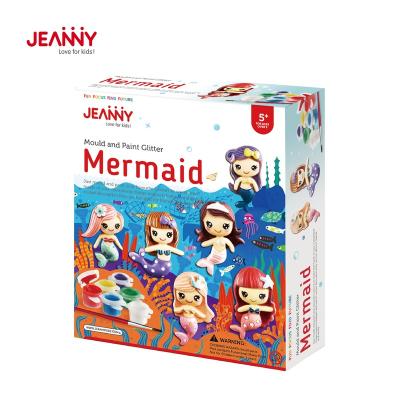 China Jeanny's Original Design Arts and Crafts for Girls Ages 5~12 Mermaid Toy Decor Paint Mold and Paint Glitter Mermaid for sale