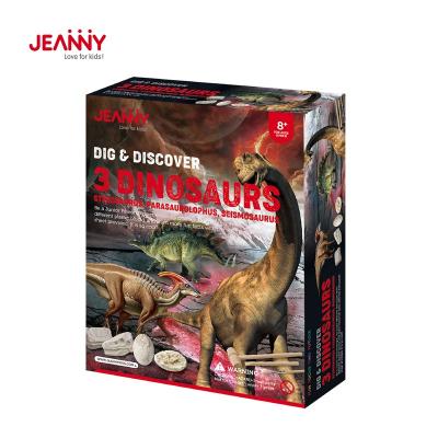 China Original STEM Science Jeanny's Design Science Platoon Jurassic Assembly Dig And Discover 3 Dinosaurs Educational Toys For Kids for sale