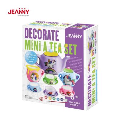 China Jeanny's Original Design Child Toys Supplies DIY Preschool Education With Colorful Ceramic Tea Set Arts And Crafts Handmade Painting Kits For Kids for sale