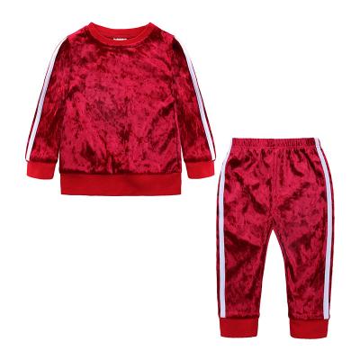 China 2022 Kids Casual Hoodies Pullover Street Wear Sweatshirts Suit Girls Sets Kid Clothing Velvet 2 Pants Two Piece Set for sale