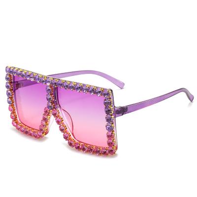 China Fashion Sunglasses 2022 Women Trendy Cubic Square Sun Glasses Diamond Sunglasses Big Oversized Zircon Shades for sale