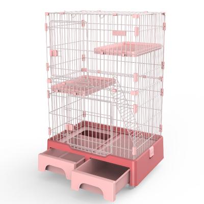 China 2022 Hot-selling Multifunctional Amazon Stocked Cat Cages Foldable Large Stainless Steel Pet Cages Pet Crate Cage for sale