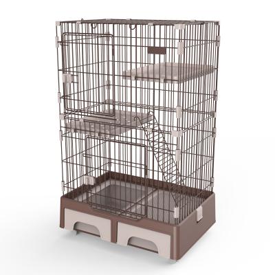 China Wholesale Foldable Cat Cage Double-Layer Three-Layer Stainless Steel Large Space Foldable Pet Cages & Houses for sale