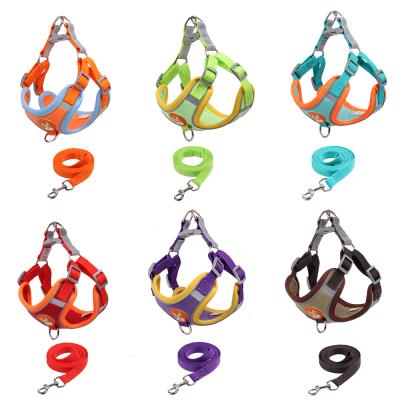 China New European And American Reflective Breathable Cat And Dog Harness Reflective Belt Dog Rope Suede Pet Chest Strap for sale