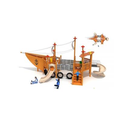 China China direct supply children playground wooden outdoor children playground wooden pirate ship for sale for sale