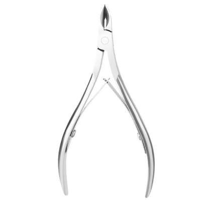 China Stainless Steel Spring Nail Clippers Safe Cuticle Pliers Double Cuticle Trimmer for sale