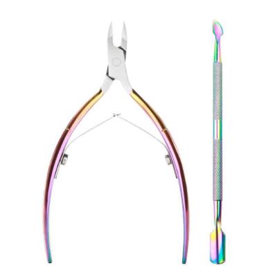 China Safe Stainless Steel Nail Cuticle Nipper With Cuticle Pusher Sets for sale