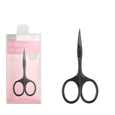 China Sharpness Factory Price Whole Curved Black Silver Stainless Steel Sharp Eyebrow Scissors for sale