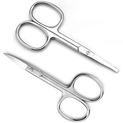 China Sharpness Factory Price Stainless Steel Curved Rose Gold Silver Facial Hair Eyebrow Scissors for sale