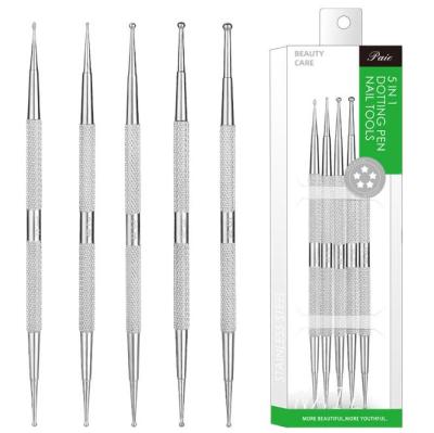 China Multifunctional DIY Dual Head Pen Point Drill Pen Tool Stainless Steel Nail Point Painted Beauty Nail Art for sale