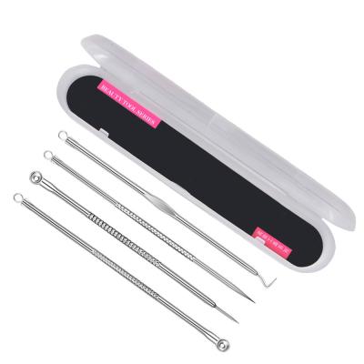 China 4pcs Facial Acne Needle Stainless Steel Blackhead Remover Safe Tool Kit With Case for sale