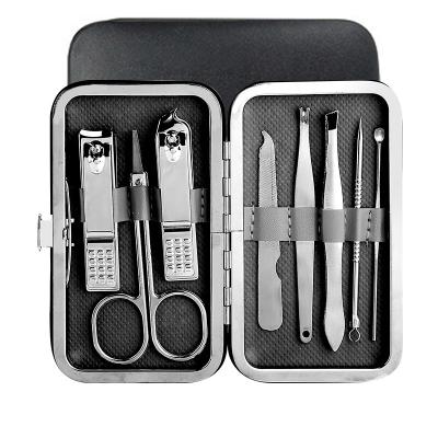 China 8PCS Smooth Fine Cutting Stainless Steel Nail Clippers Set Nail Tools Manicure and Pedicure Set with PU Case for sale