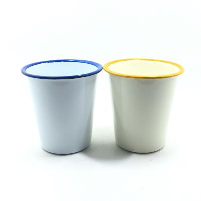 China Viable Factory Customized Logo T Shaped Enamel Tumbler Cup Without Handle for sale