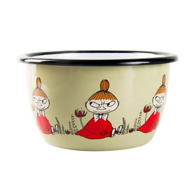 China Sustainable Custom Printed Promotional Enamel Storage Ice Cream Milk Airtight Mixing Bowl for sale